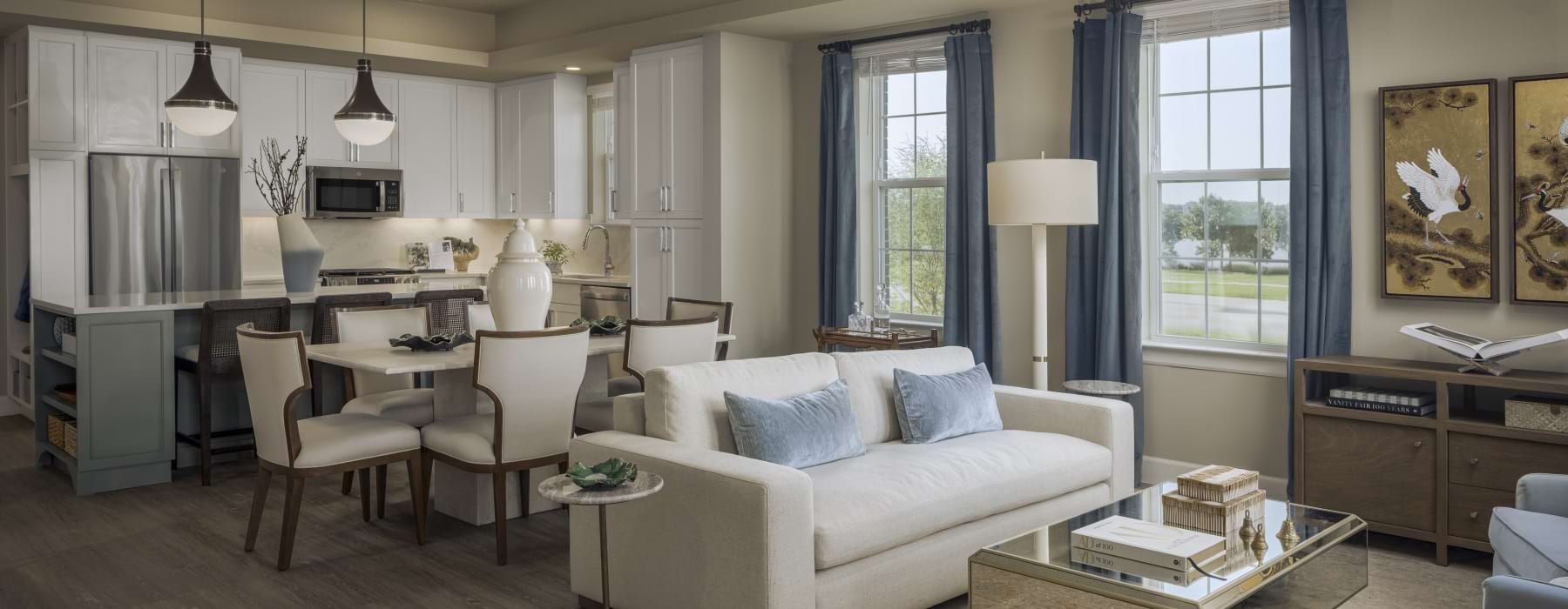 Modern open concept living room and kitchen