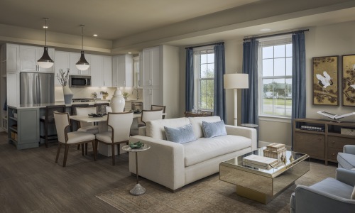 Modern open concept living room and kitchen