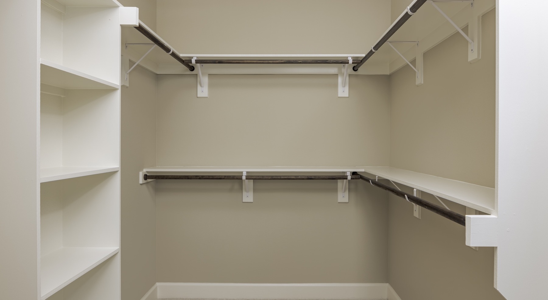 a closet with shelves