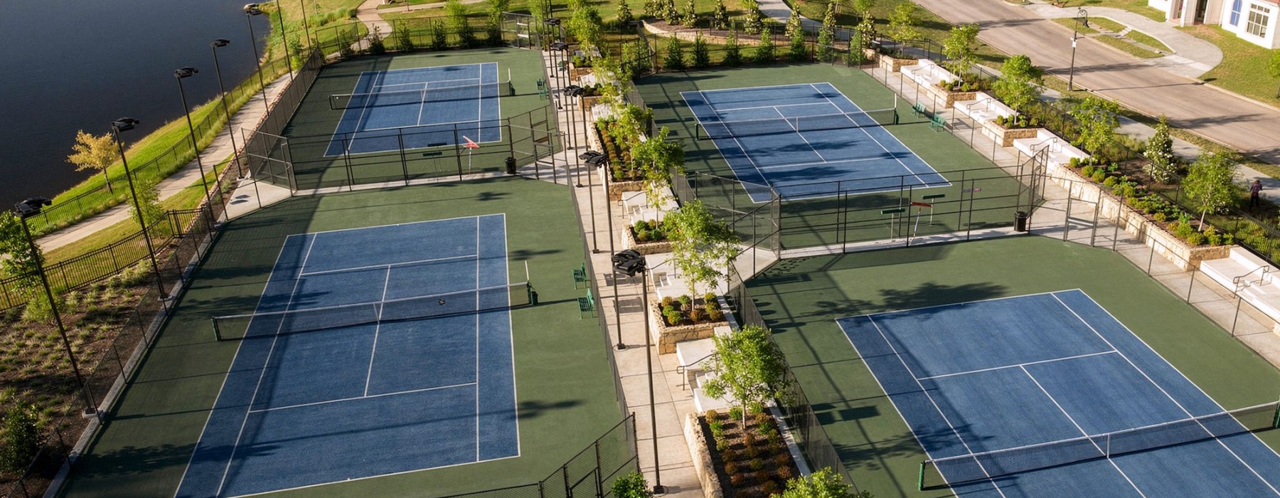 aerial view of pickleball courts