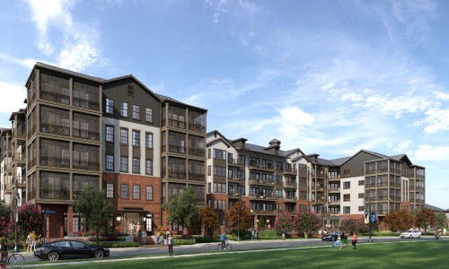 a high angle view of a townhome community 