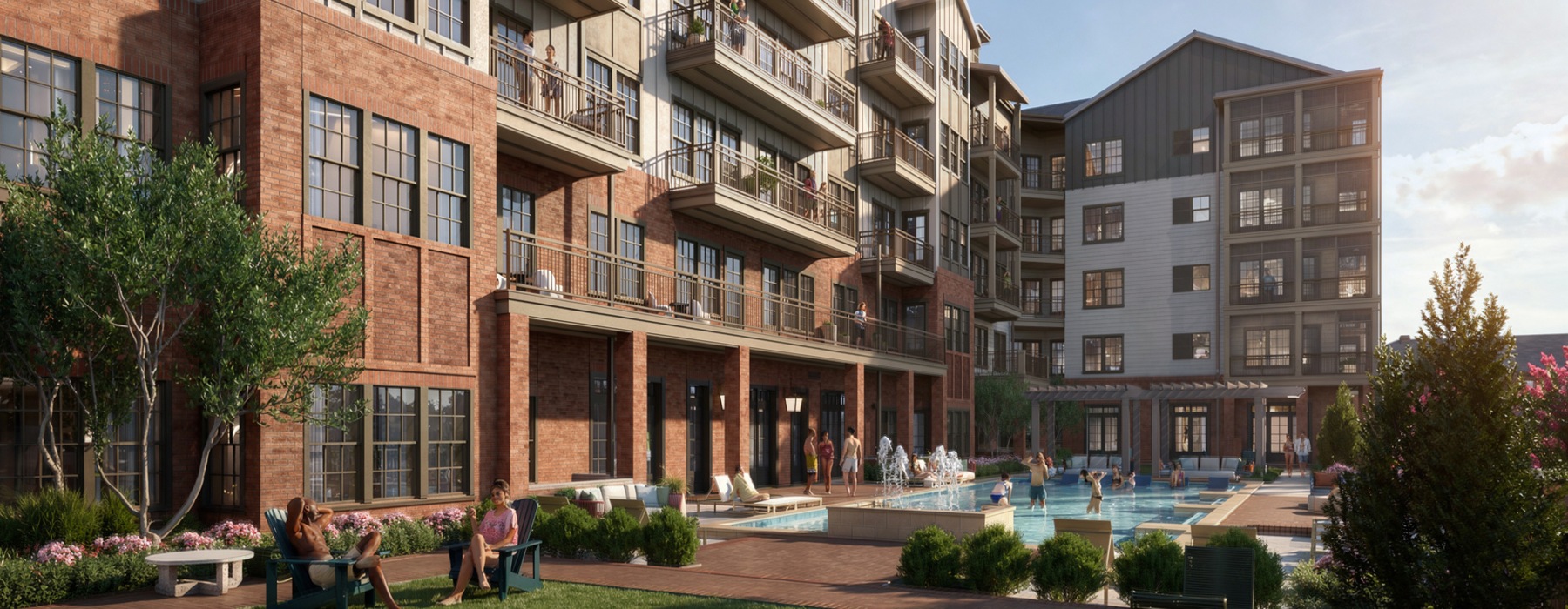 Outdoor exterior of townhome community.