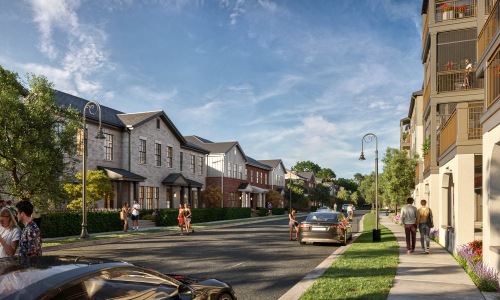 exterior rendering of townhome community