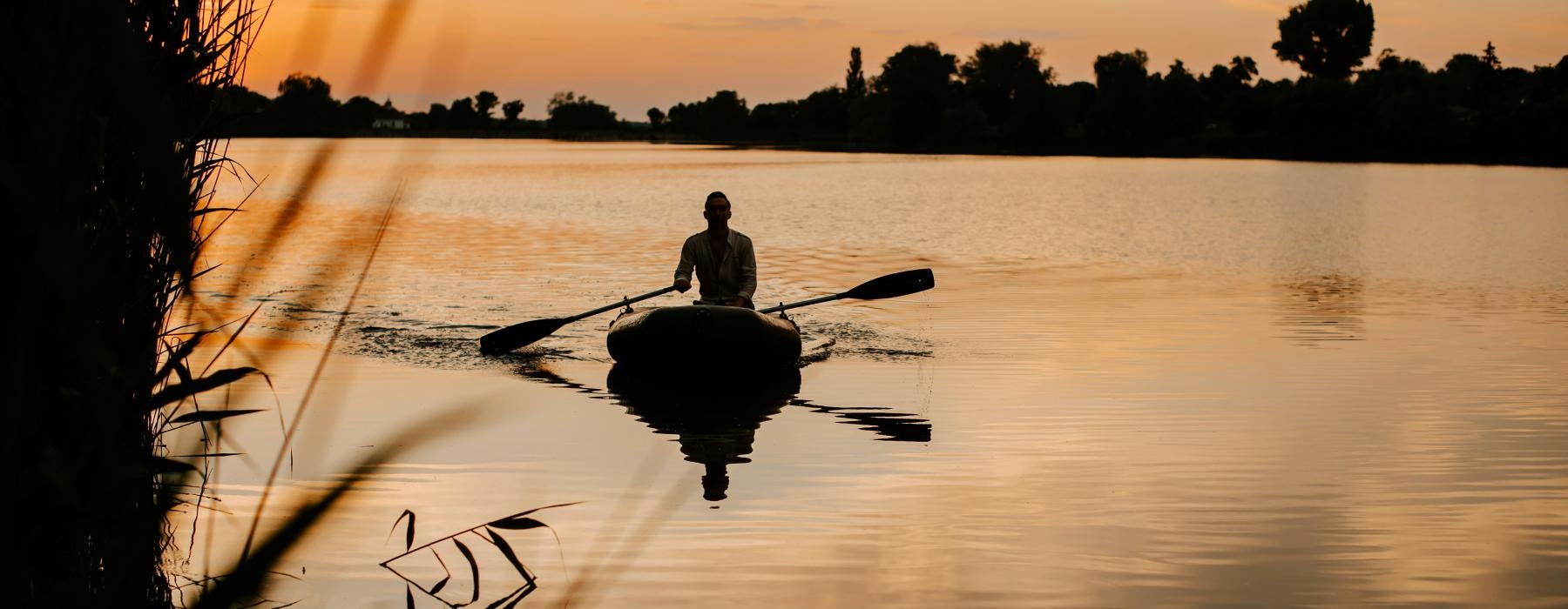 a person rowing a boat